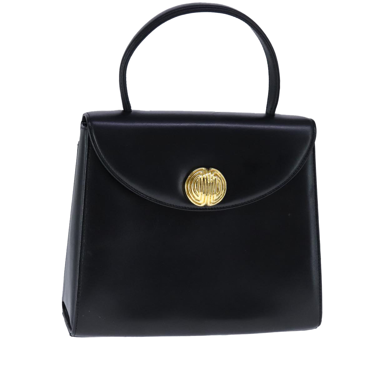 GIVENCHY Hand Bag Leather Black Gold Auth 109282