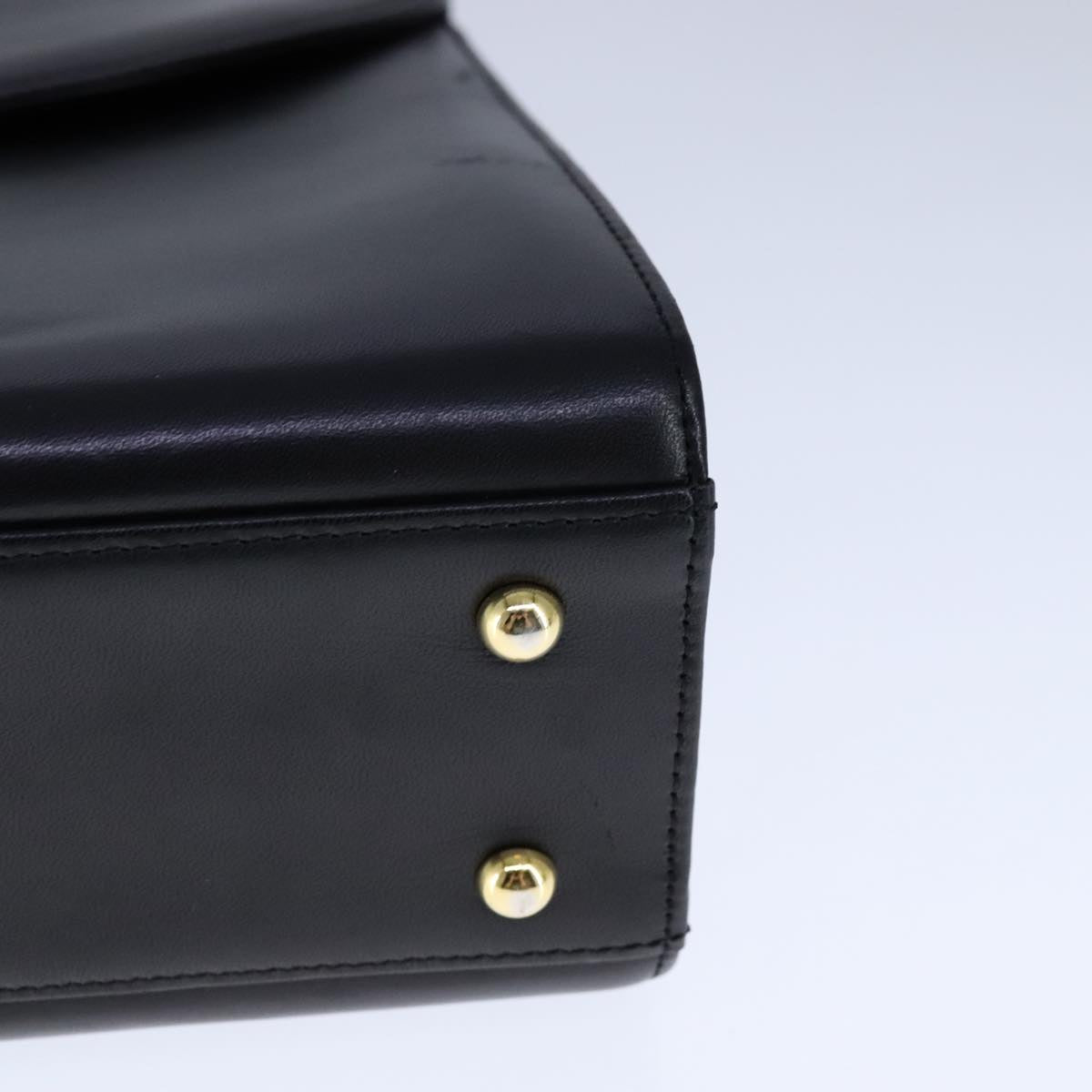 GIVENCHY Hand Bag Leather Black Gold Auth 109282