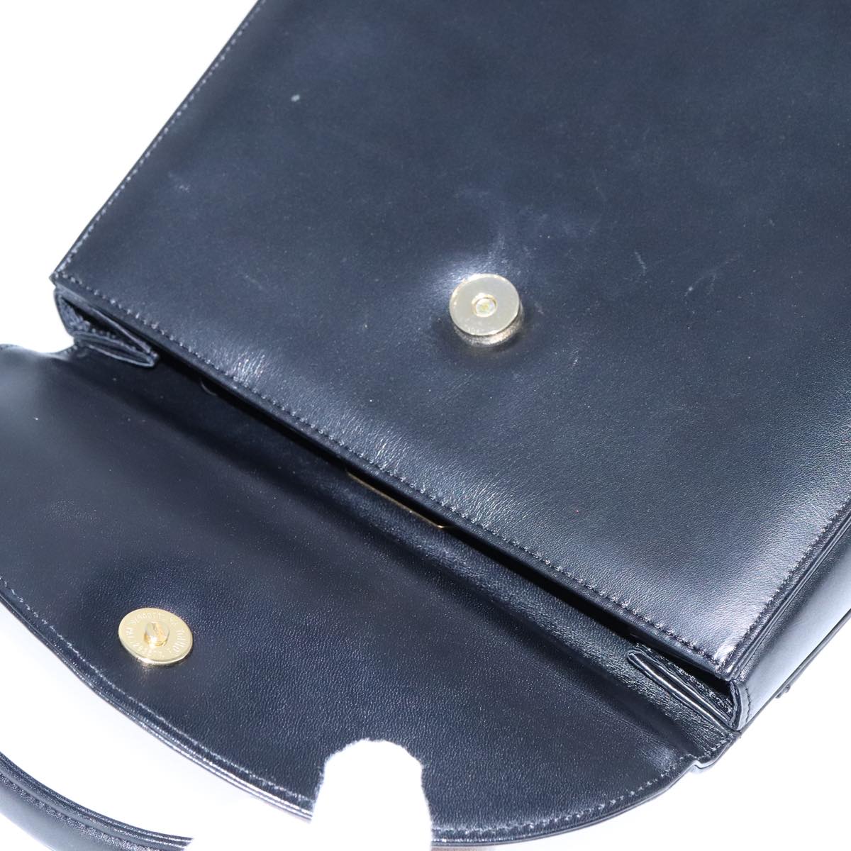 GIVENCHY Hand Bag Leather Black Gold Auth 109282