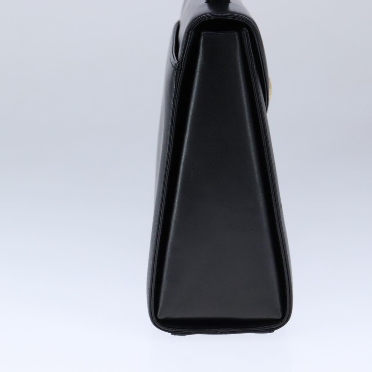 GIVENCHY Hand Bag Leather Black Gold Auth 109282