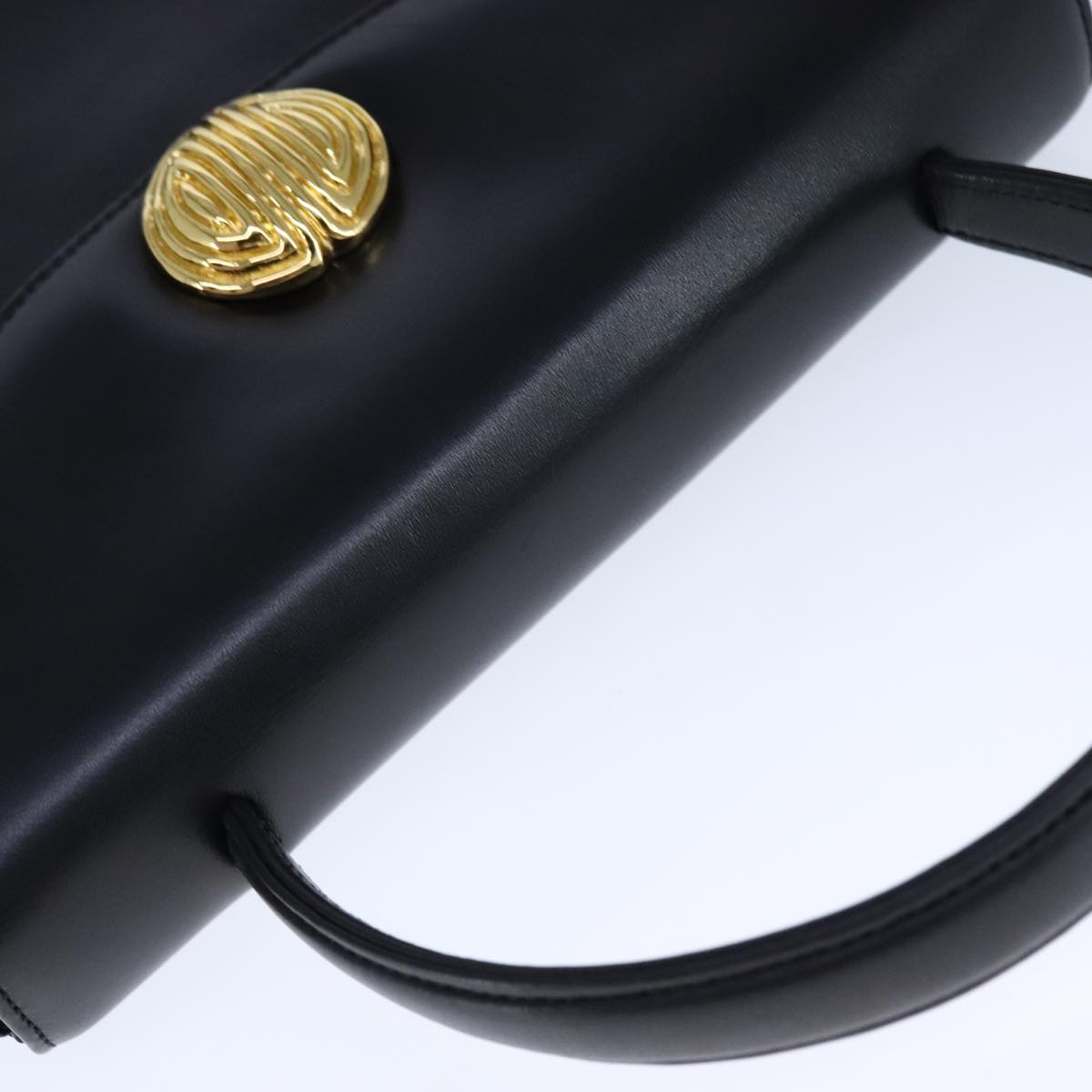 GIVENCHY Hand Bag Leather Black Gold Auth 109282
