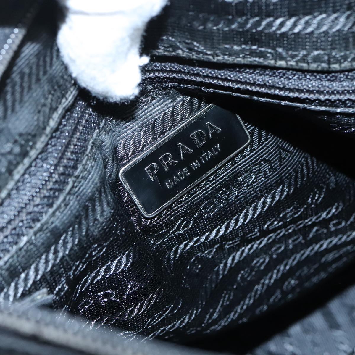 PRADA Shoulder Bag Nylon Black Silver Auth 109422