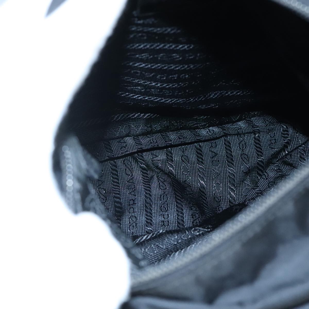 PRADA Shoulder Bag Nylon Black Silver Auth 109422