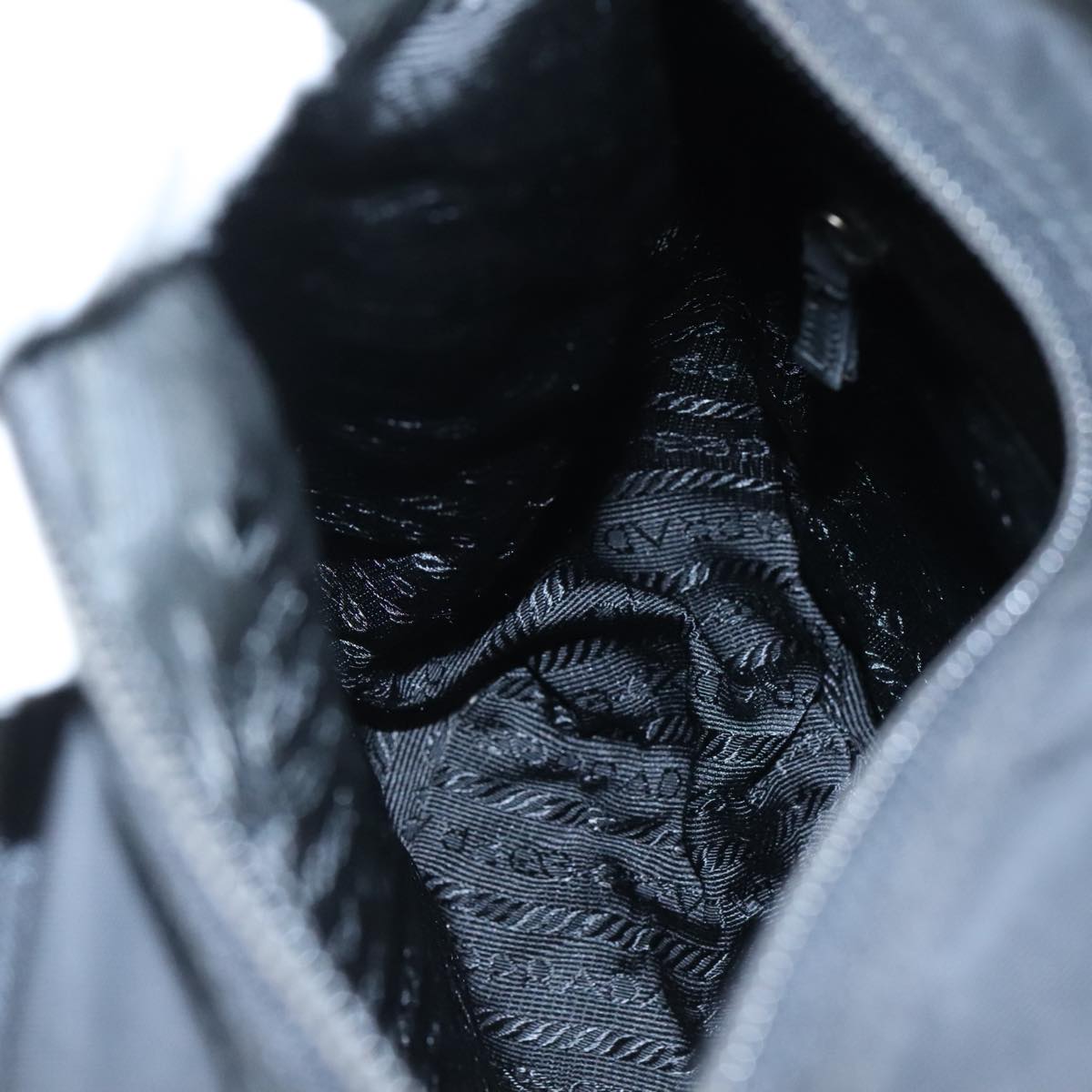 PRADA Shoulder Bag Nylon Black Silver Auth 109422