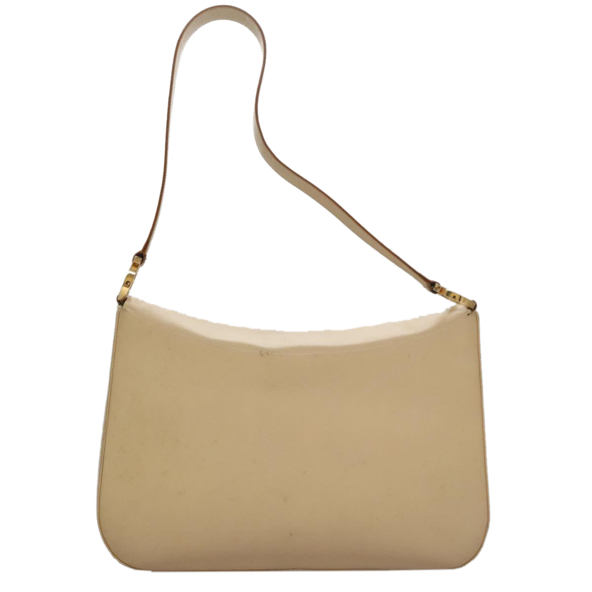 Salvatore Ferragamo Gancini Shoulder Bag Leather Beige Gold Auth 109481