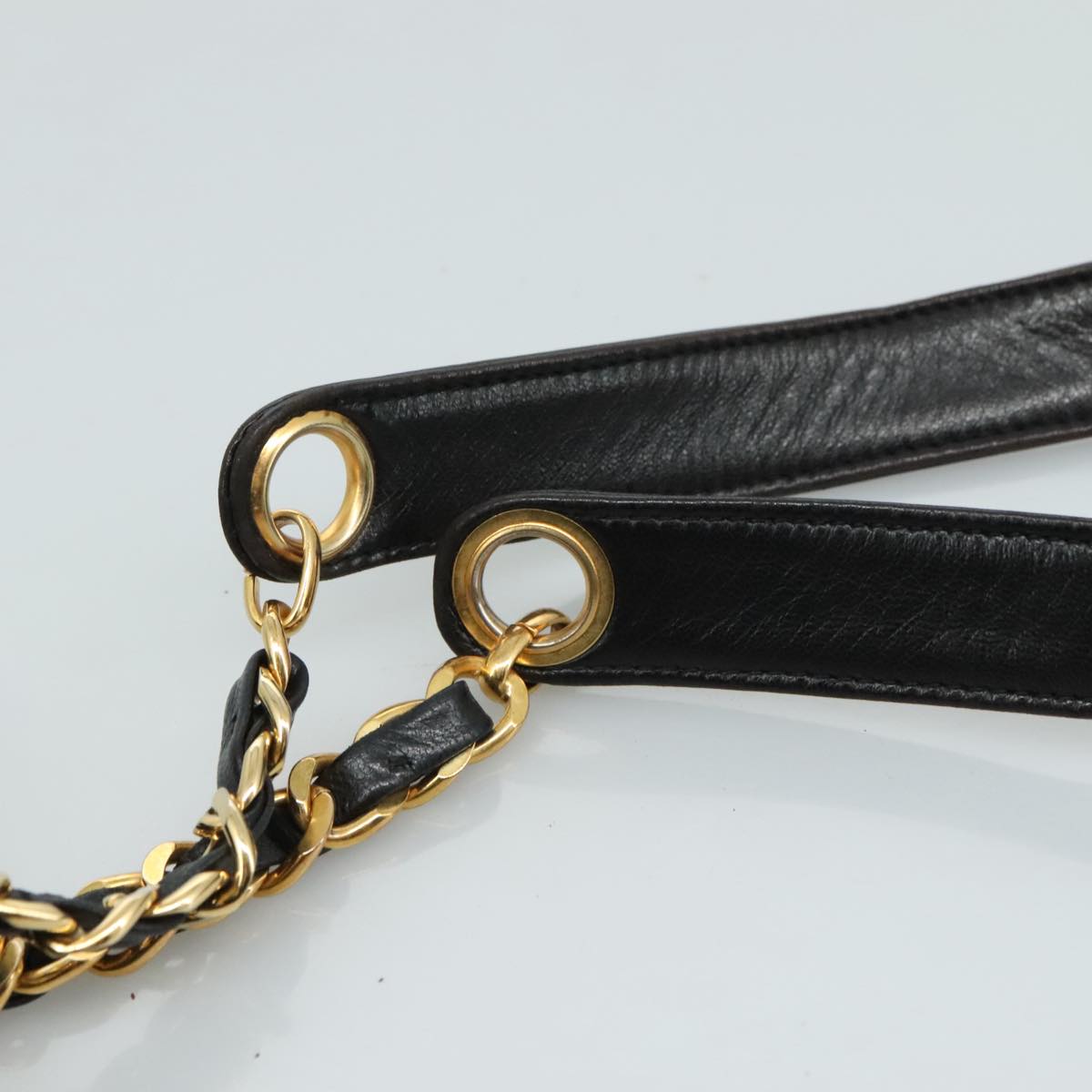 CHANEL COCO Mark Chain Shoulder Bag Lamb Skin Black Gold CC Auth 109490