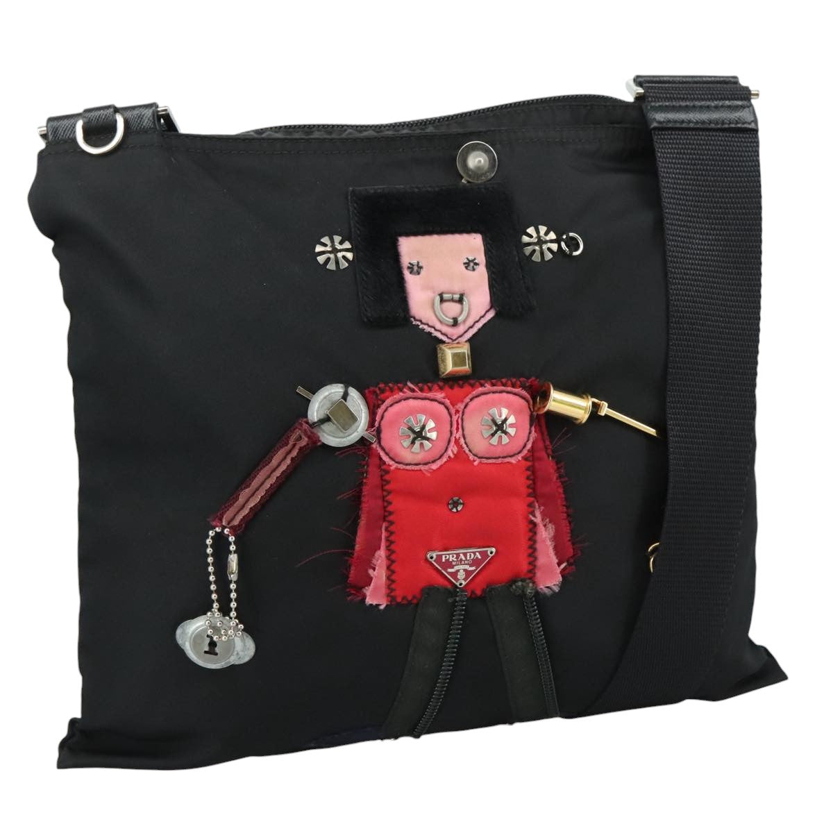 PRADA Shoulder Bag Nylon Black Auth 109665