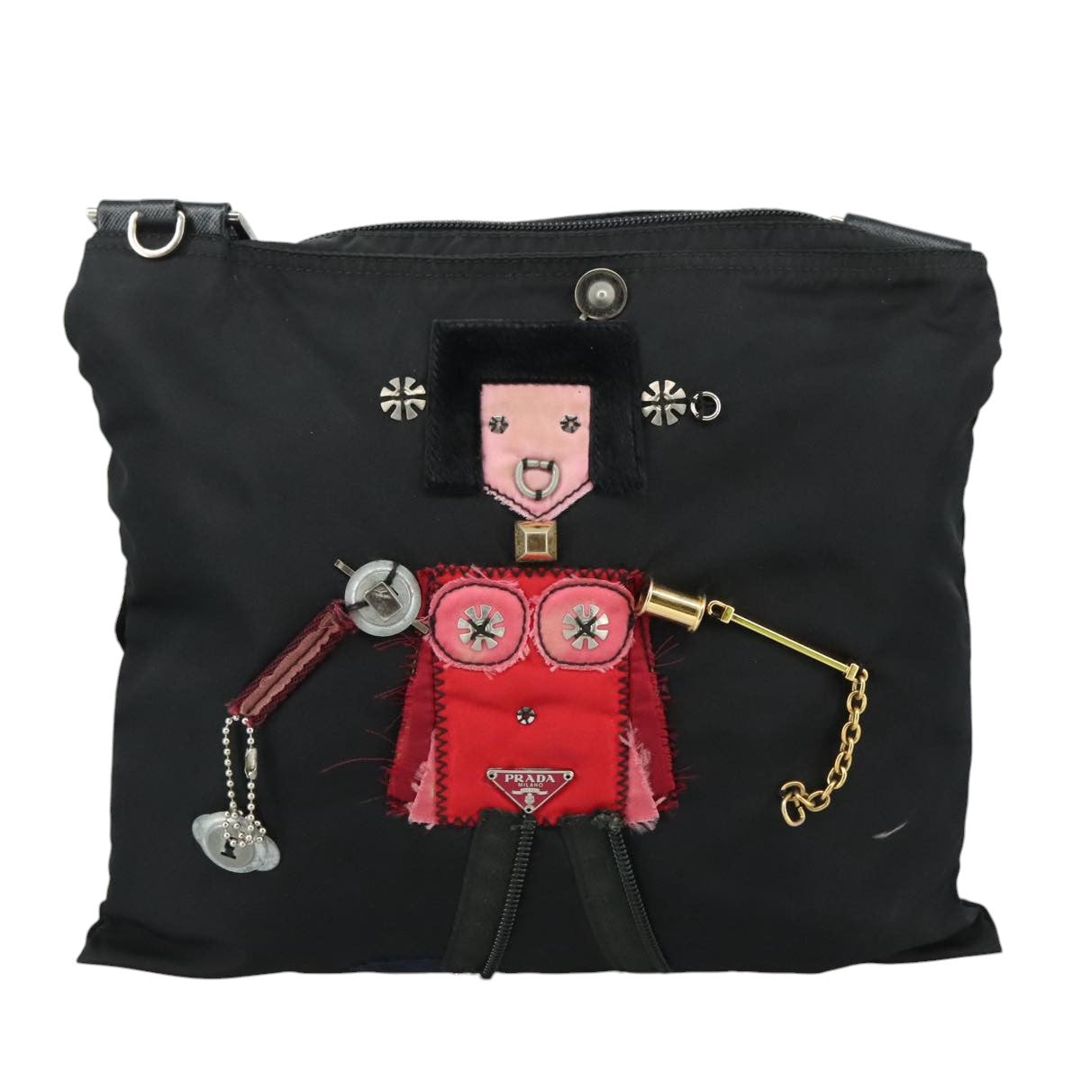 PRADA Shoulder Bag Nylon Black Auth 109665