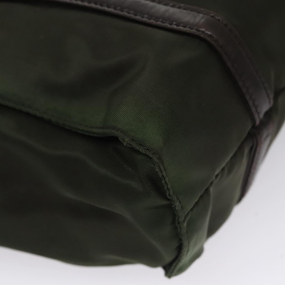 PRADA Hand Bag Nylon Khaki Auth 109677