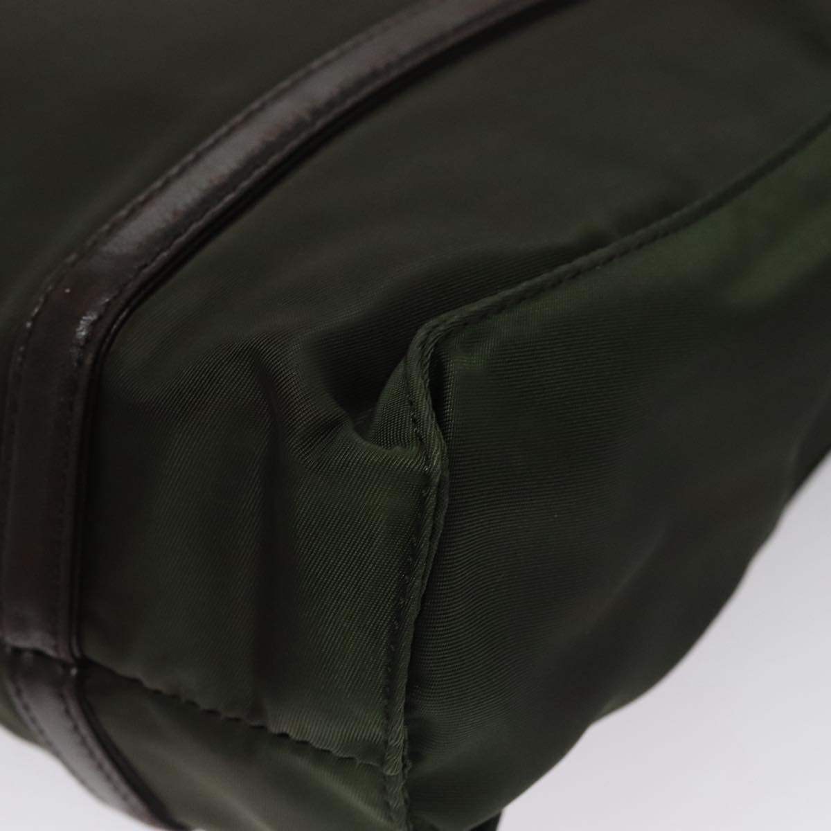 PRADA Hand Bag Nylon Khaki Auth 109677