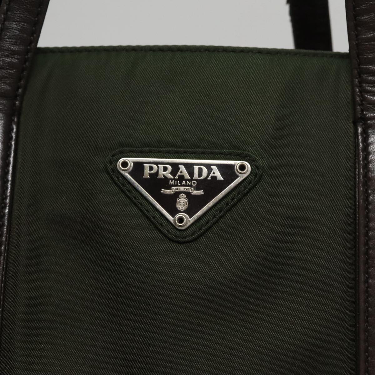 PRADA Hand Bag Nylon Khaki Auth 109677