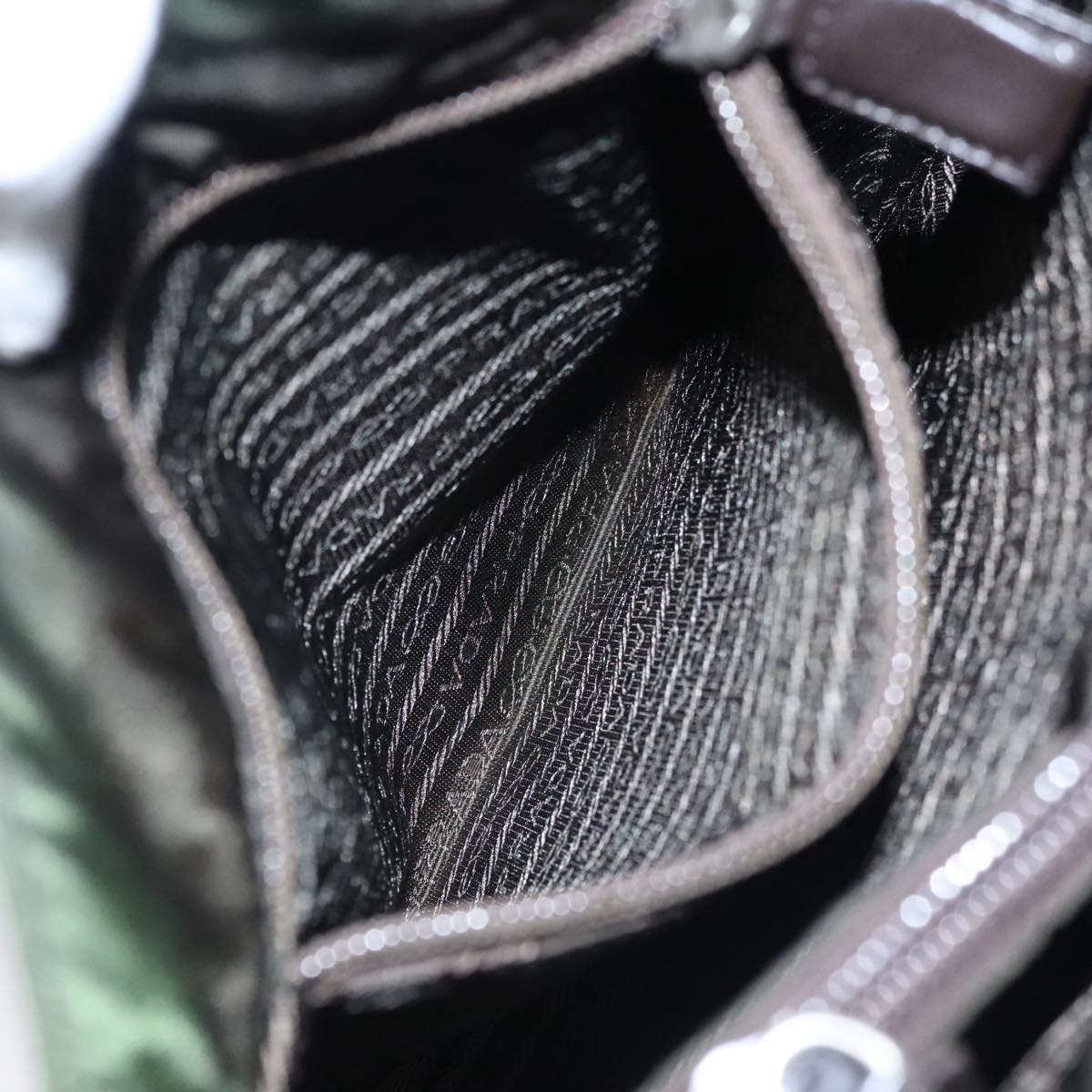 PRADA Hand Bag Nylon Khaki Auth 109677