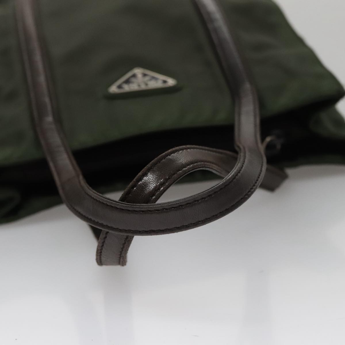 PRADA Hand Bag Nylon Khaki Auth 109677