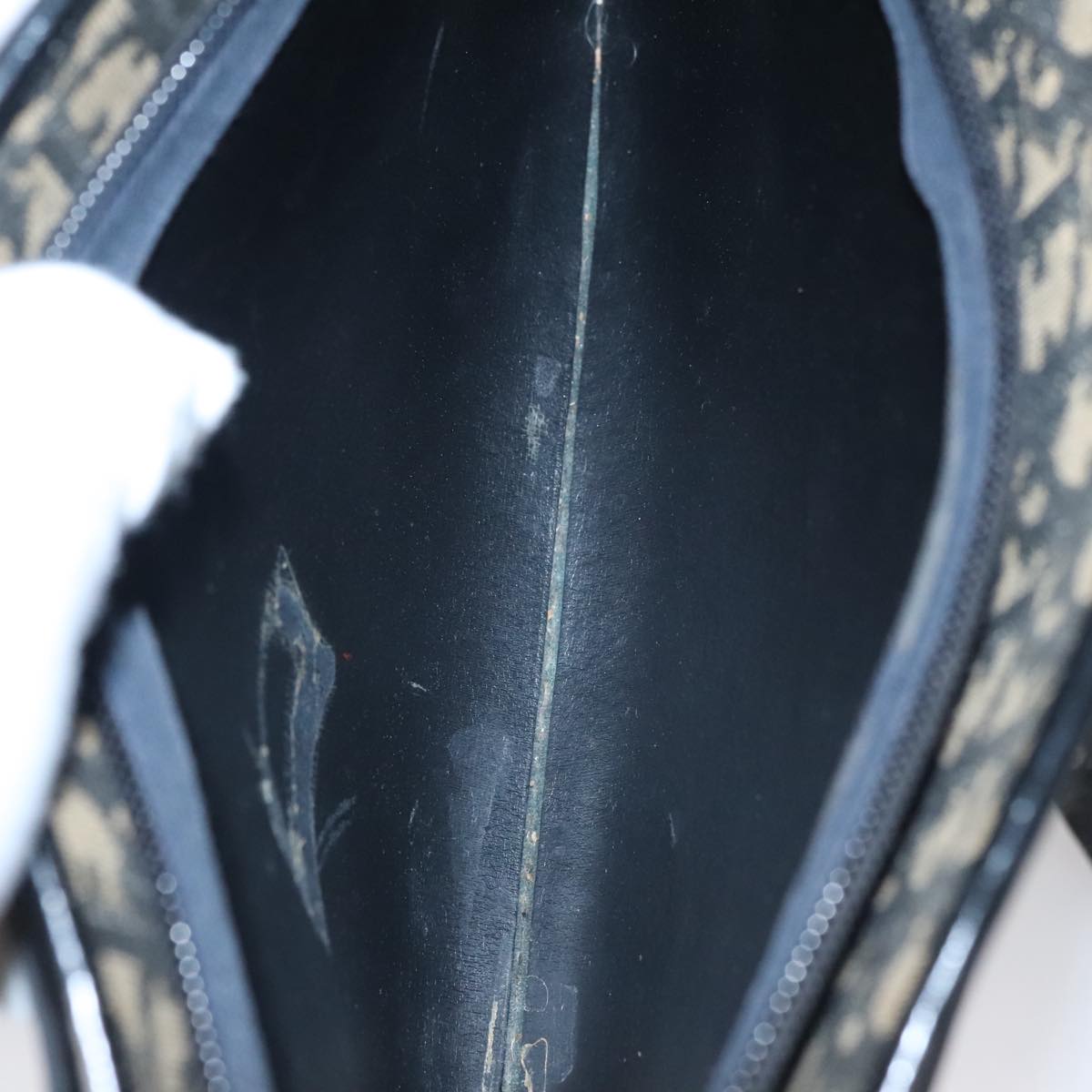 Christian Dior Trotter Canvas Shoulder Bag Navy Auth 109699