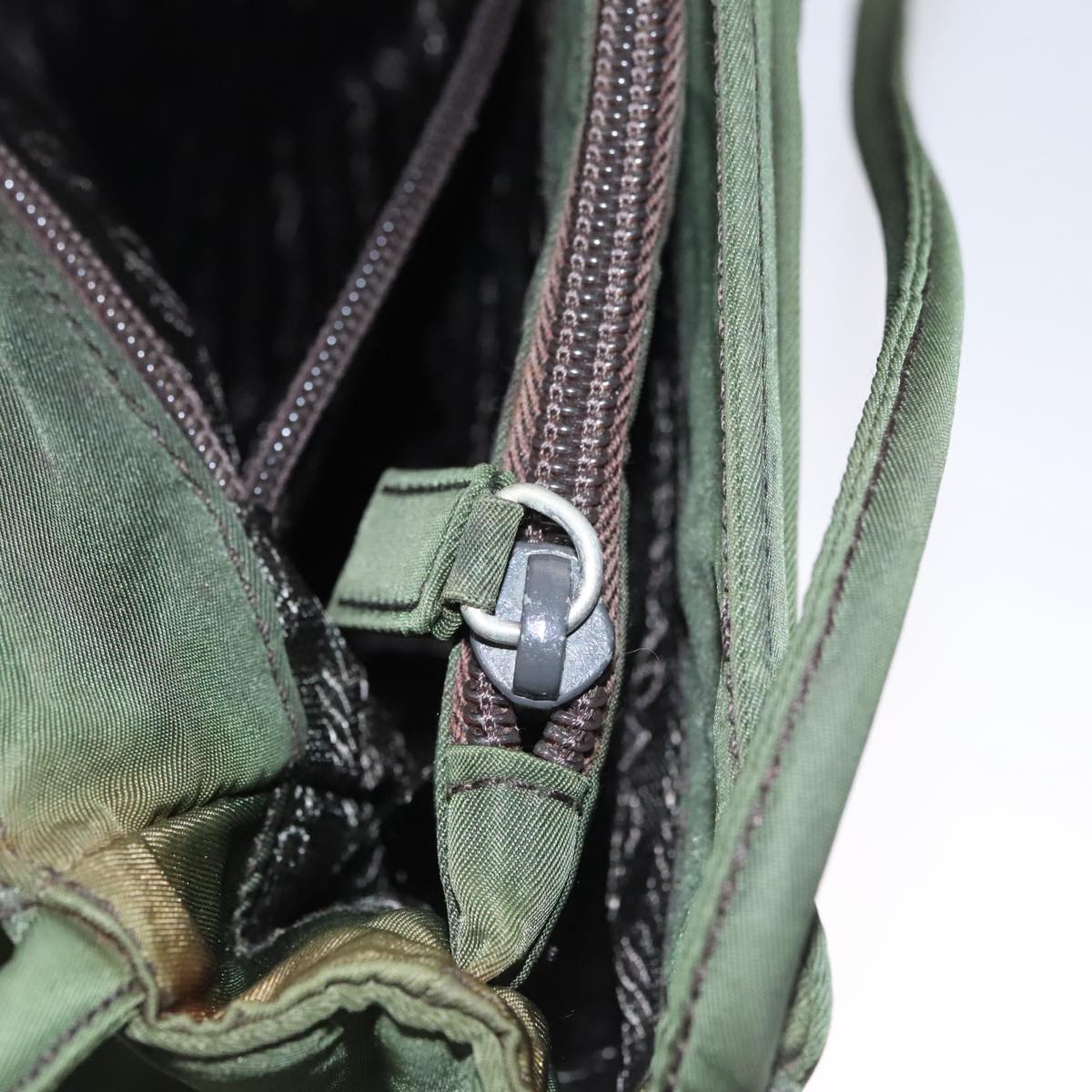 PRADA Shoulder Bag Nylon Khaki Auth 109706