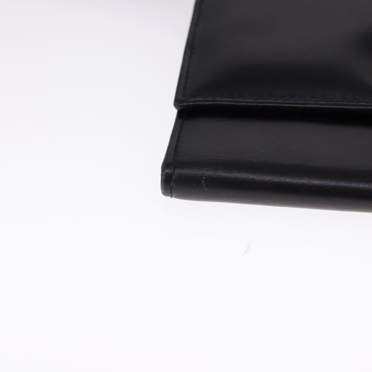 Salvatore Ferragamo Gancini Shoulder Wallet Leather Gold Black Auth 109714