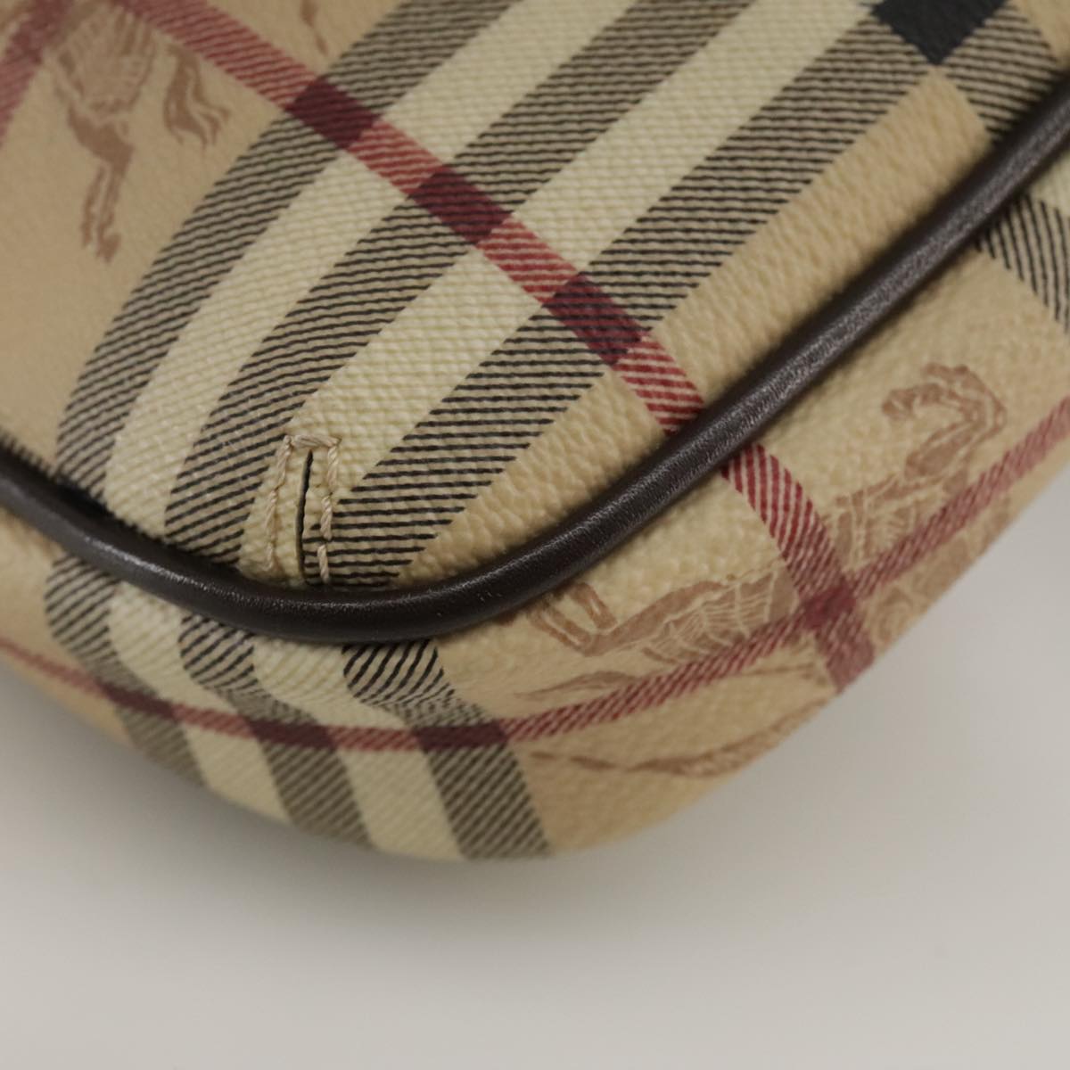 BURBERRY Nova Check Shoulder Bag PVC Leather Beige Auth 109722