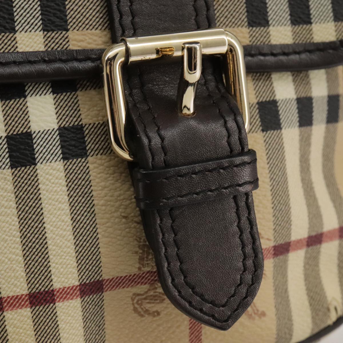 BURBERRY Nova Check Shoulder Bag PVC Leather Beige Auth 109722