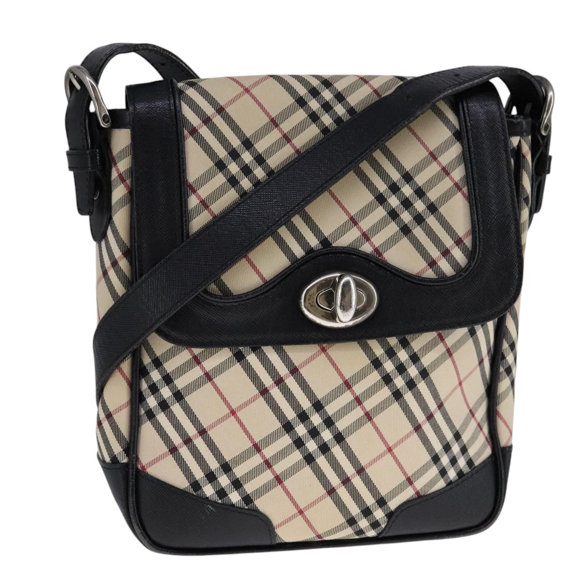 BURBERRY Nova Check Shoulder Bag Canvas Beige Auth 109723