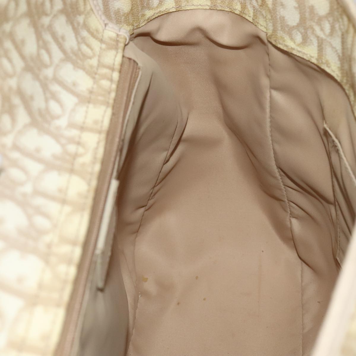 Christian Dior Trotter Canvas Trotter Romantic Bag PVC Beige Silver Auth 109778