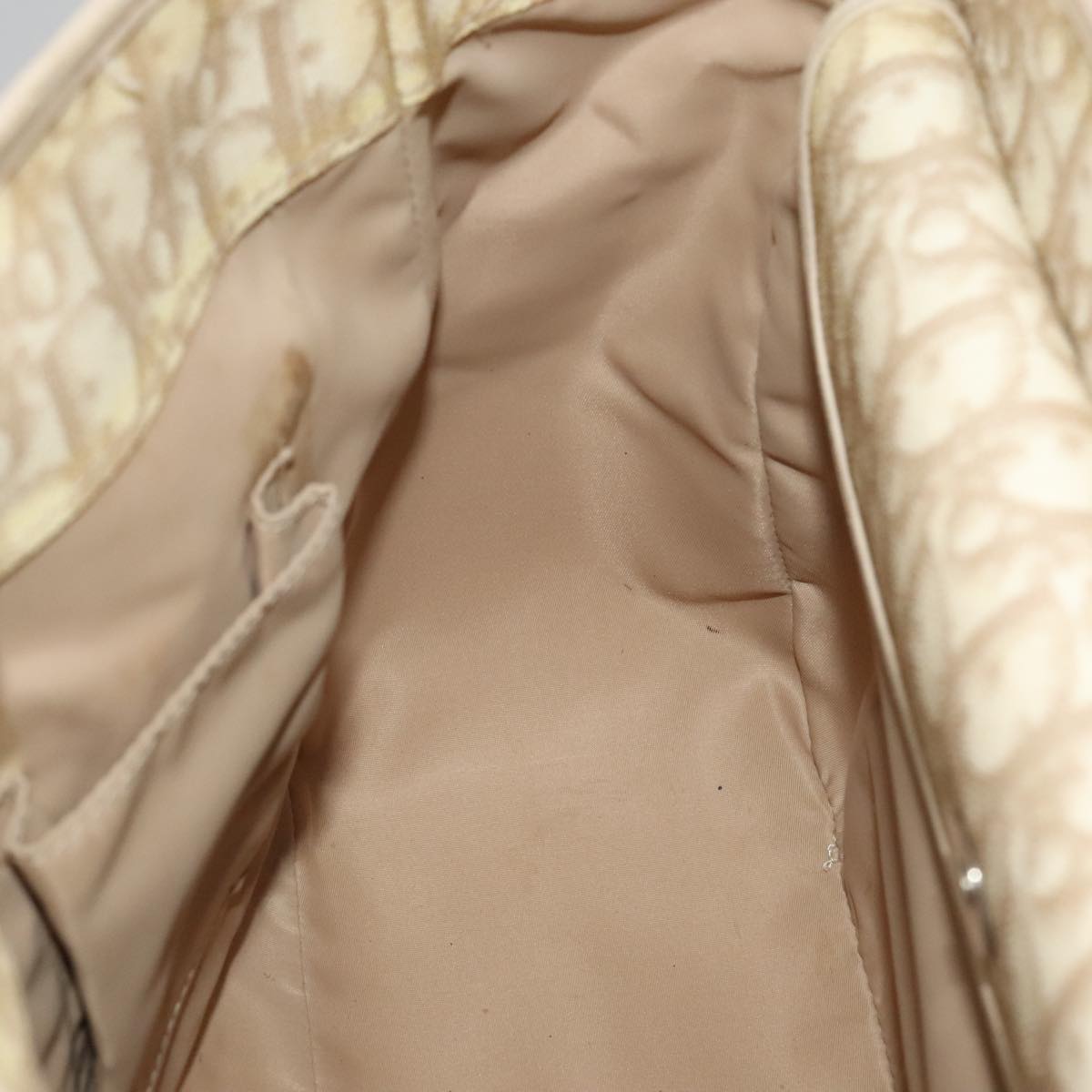 Christian Dior Trotter Canvas Trotter Romantic Bag PVC Beige Silver Auth 109778