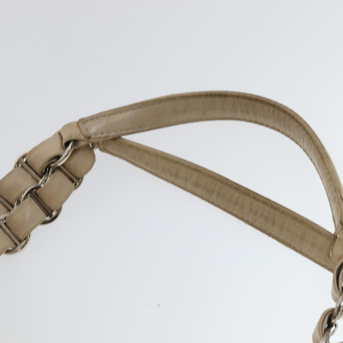 Christian Dior Trotter Canvas Trotter Romantic Bag PVC Beige Silver Auth 109778