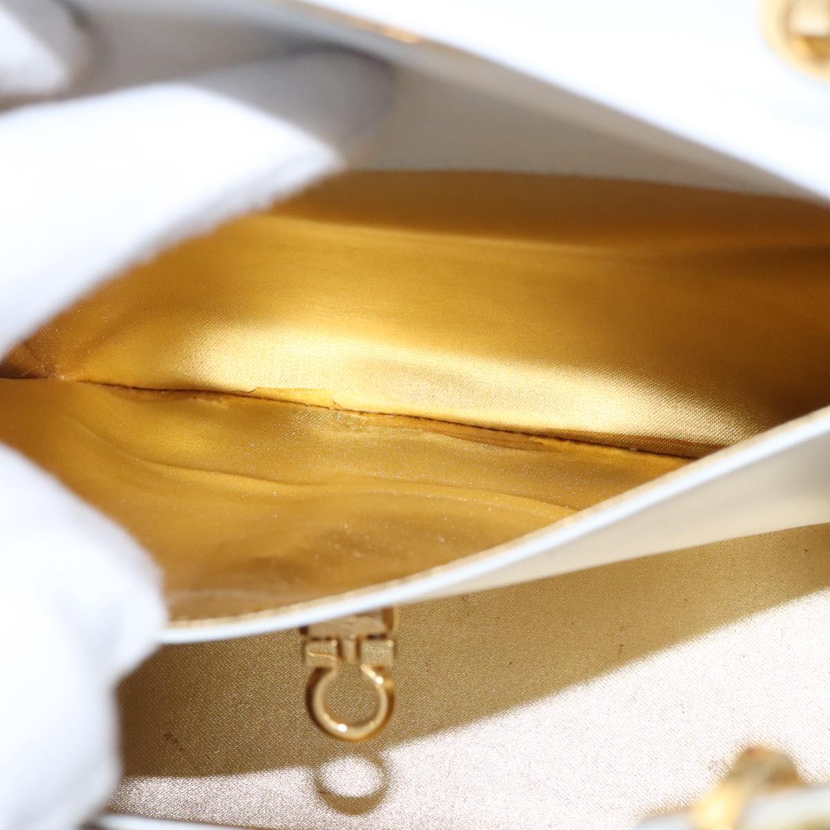 Salvatore Ferragamo Gancini Embossing Bag Leather 2way Multicolor Auth 109792V