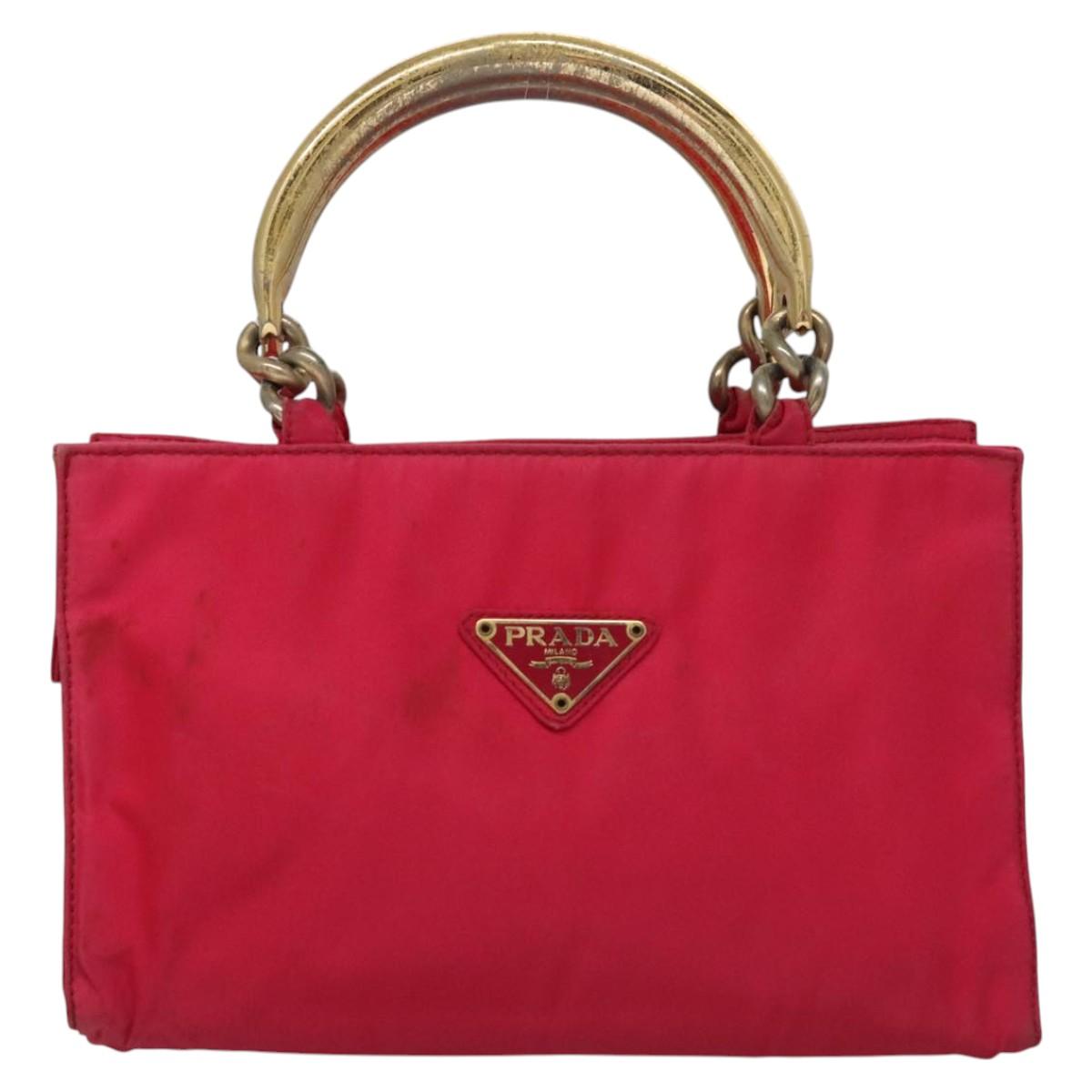 PRADA Hand Bag Nylon Pink Auth 109805