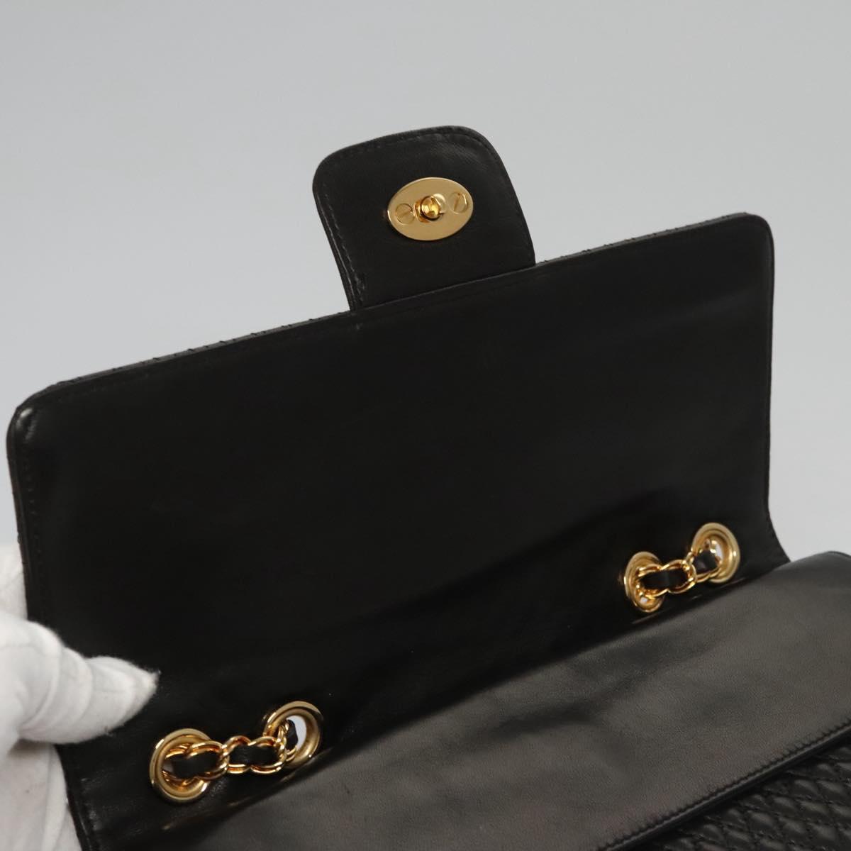 BALLY Quilted Chain Shoulder Bag Leather Black Auth 109809