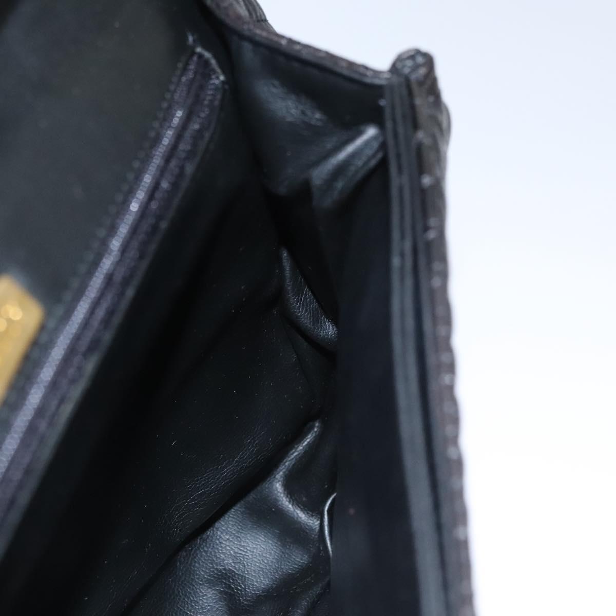 BALLY Quilted Chain Shoulder Bag Leather Black Auth 109809