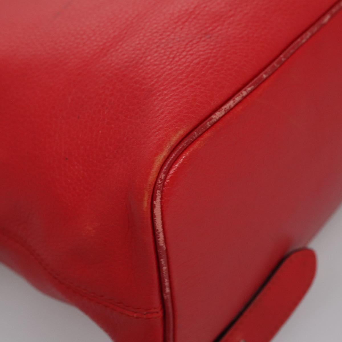 CELINE Backpack Leather Red Gold Auth 109813