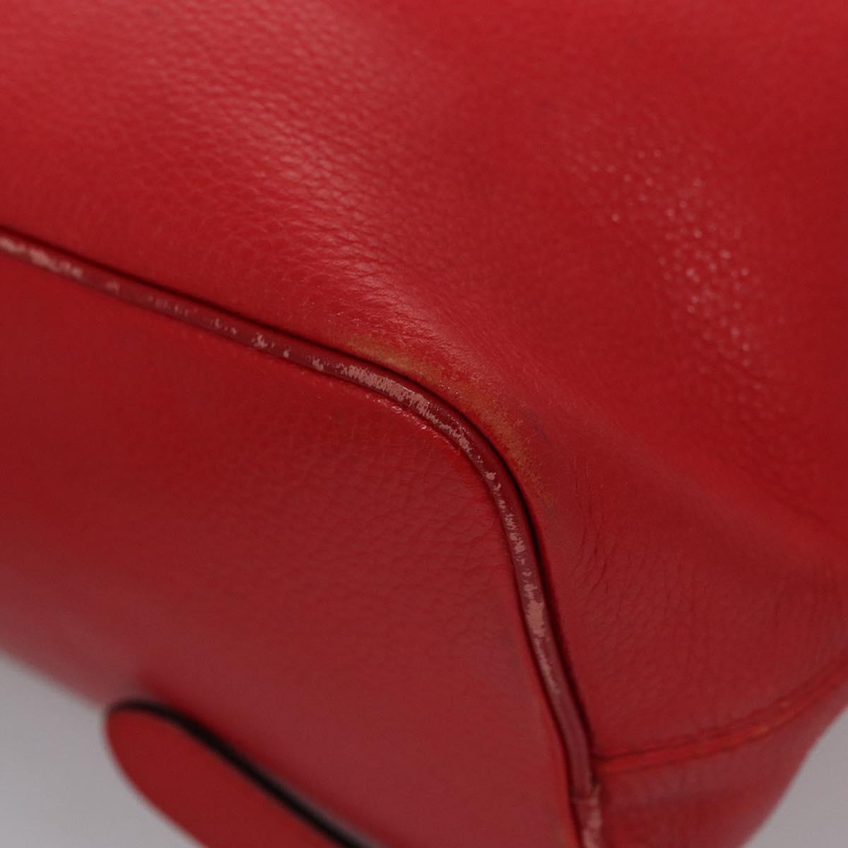 CELINE Backpack Leather Red Gold Auth 109813