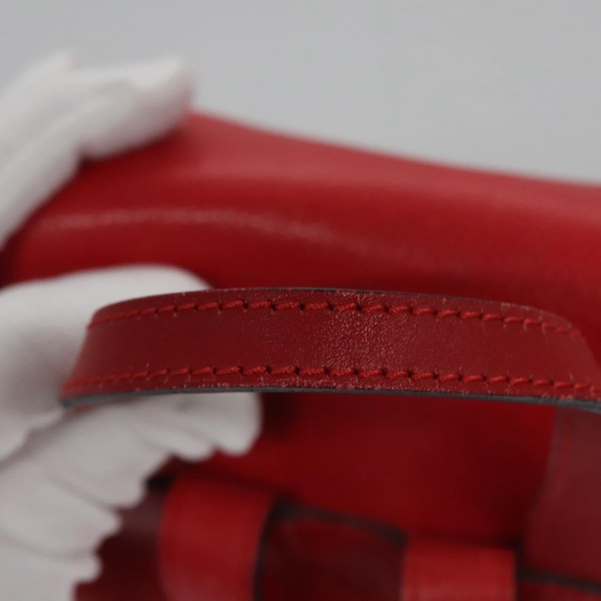 CELINE Backpack Leather Red Gold Auth 109813