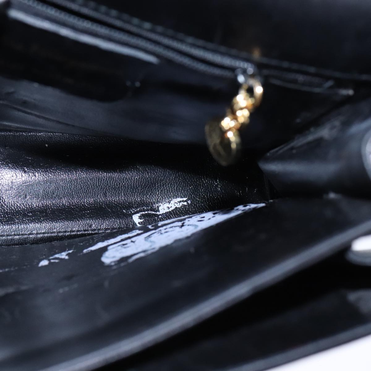 Salvatore Ferragamo Gancini Hand Bag Leather 2way Black Gold Auth 109838