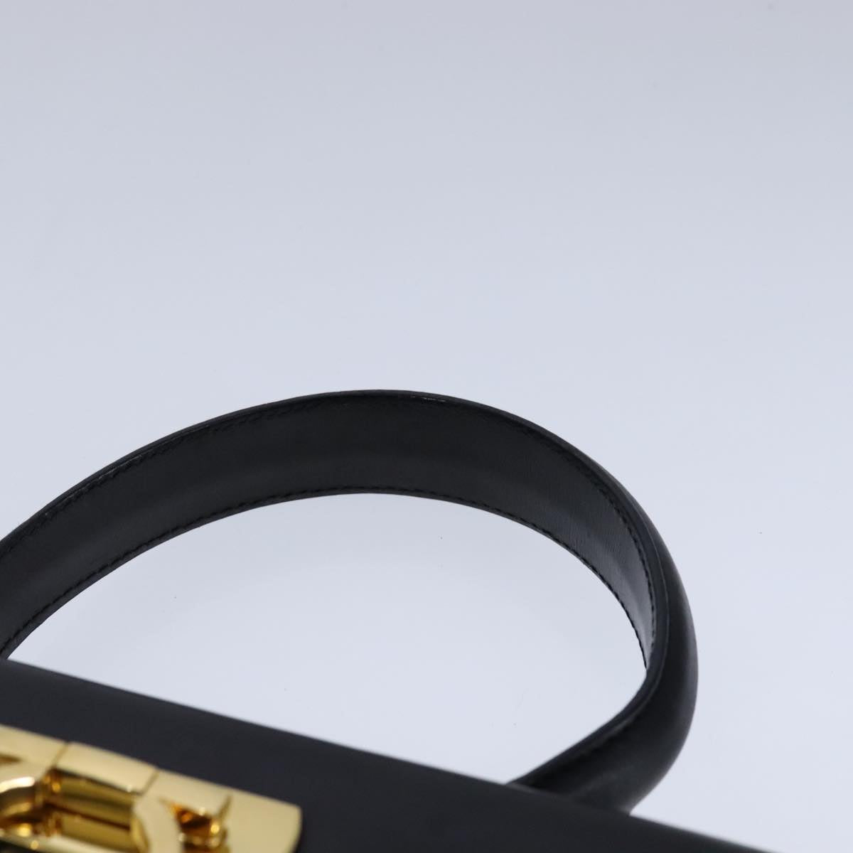 Salvatore Ferragamo Gancini Hand Bag Leather 2way Black Gold Auth 109838