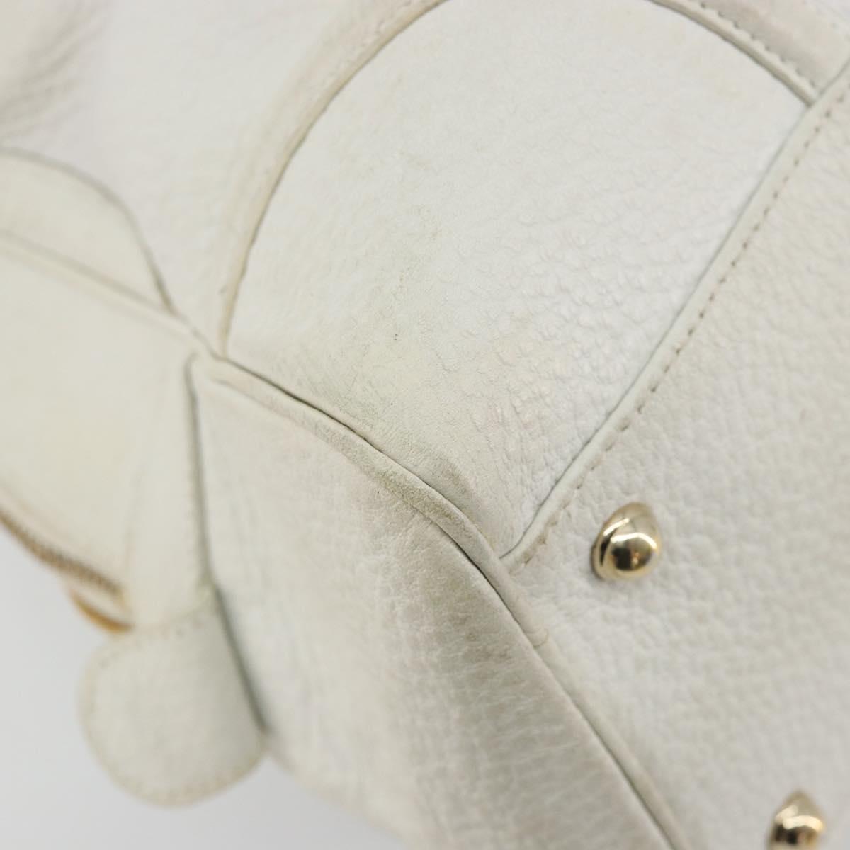 GUCCI Sherry Line Hand Bag Leather White Red Navy Auth 109855