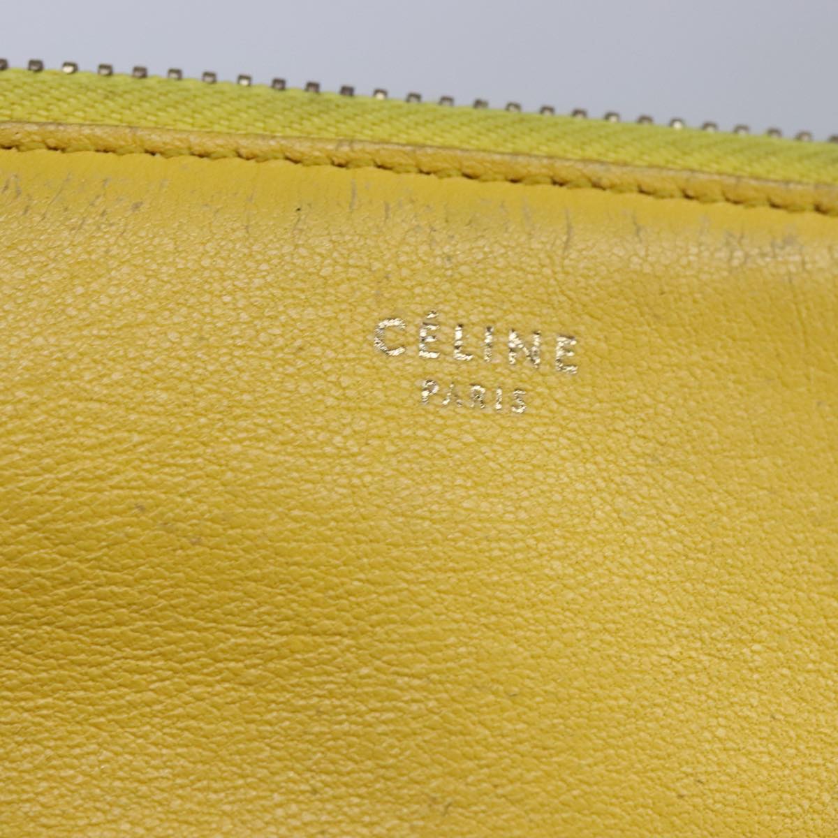 CELINE Trio Shoulder Bag Leather Yellow Gold Auth 109899