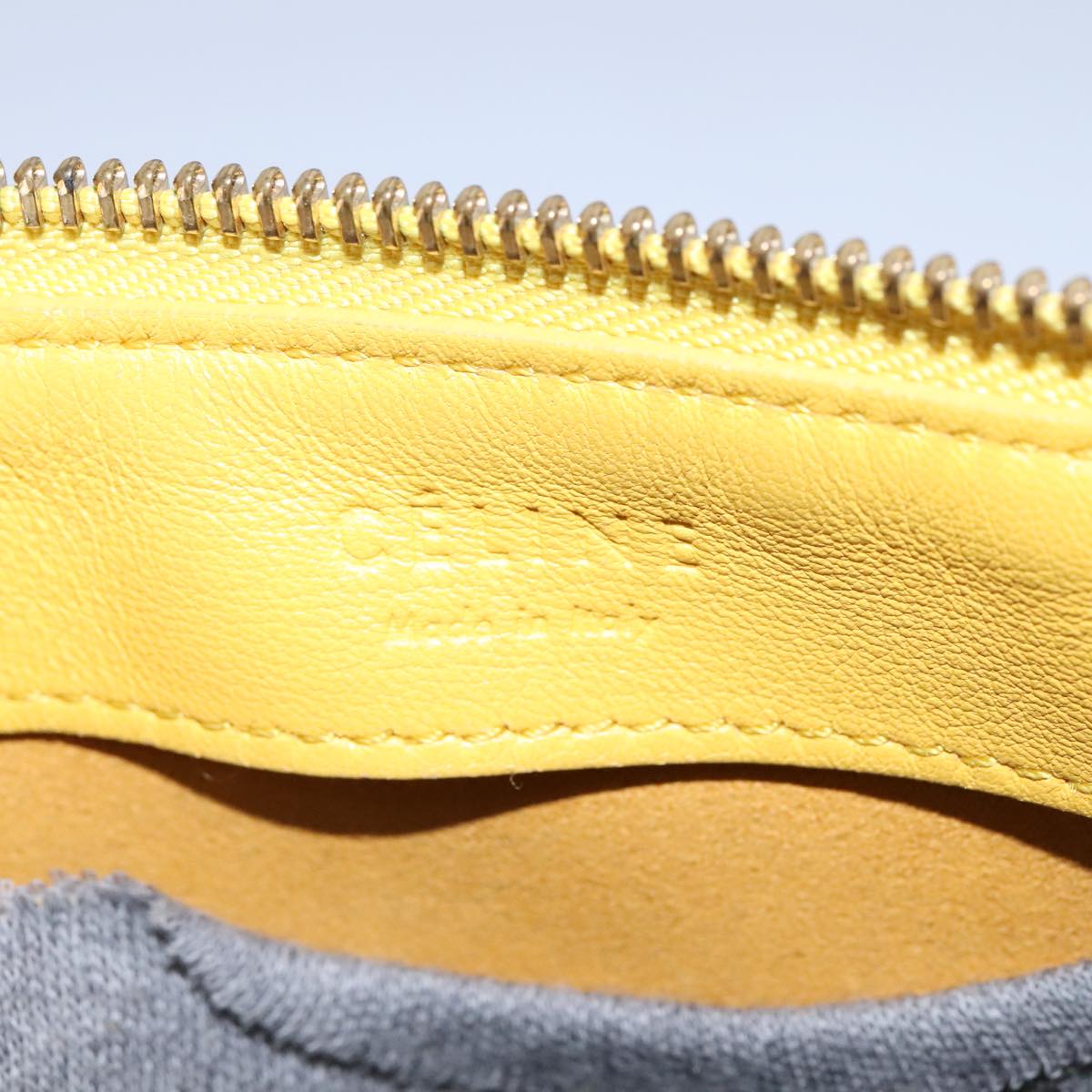 CELINE Trio Shoulder Bag Leather Yellow Gold Auth 109899