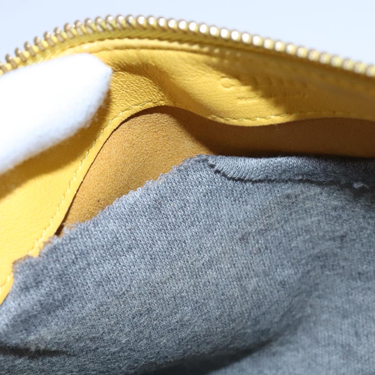 CELINE Trio Shoulder Bag Leather Yellow Gold Auth 109899