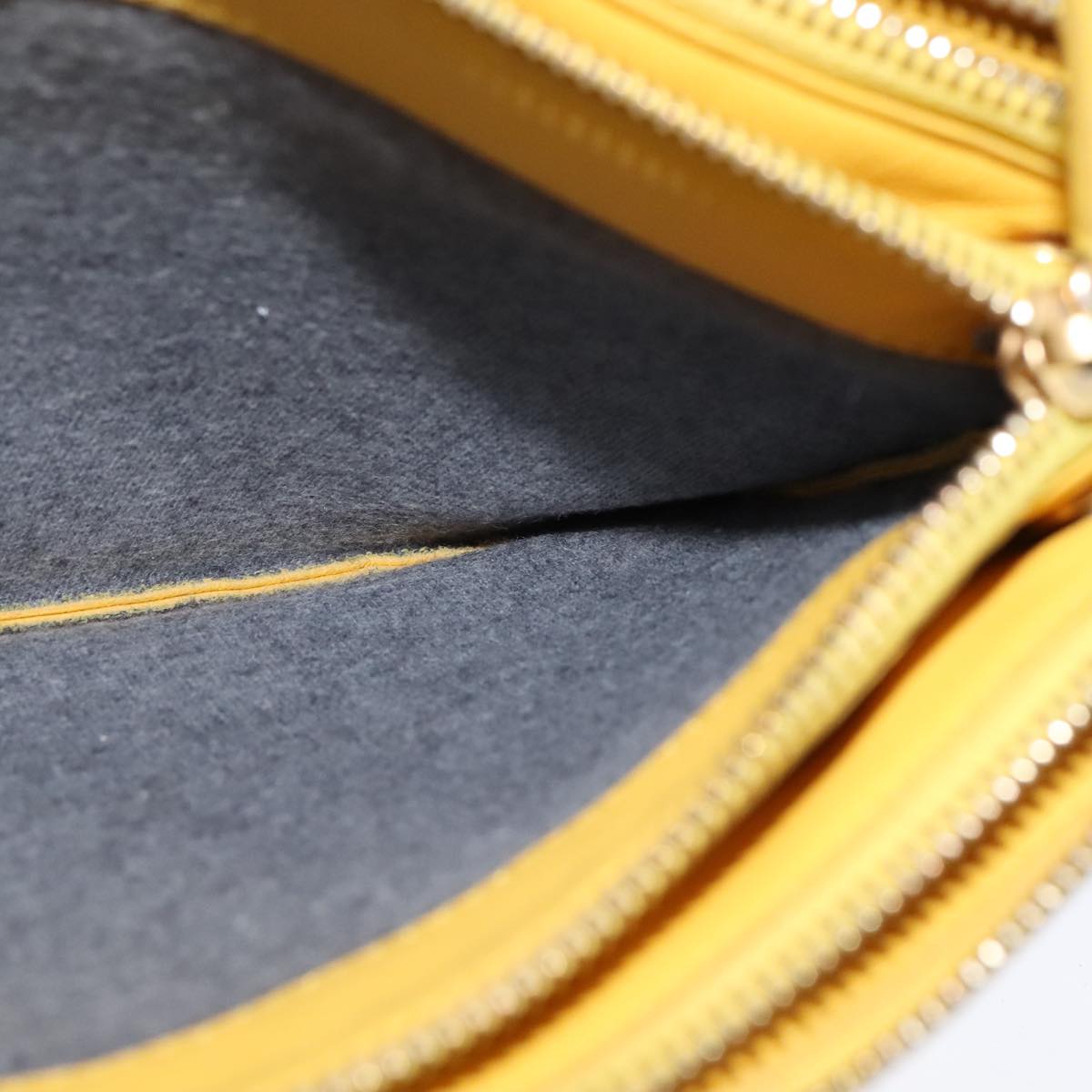 CELINE Trio Shoulder Bag Leather Yellow Gold Auth 109899