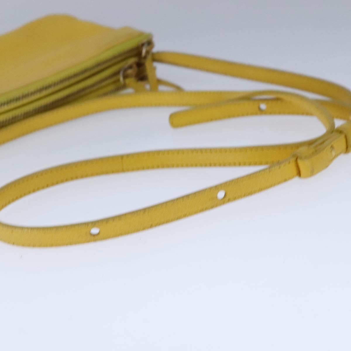 CELINE Trio Shoulder Bag Leather Yellow Gold Auth 109899