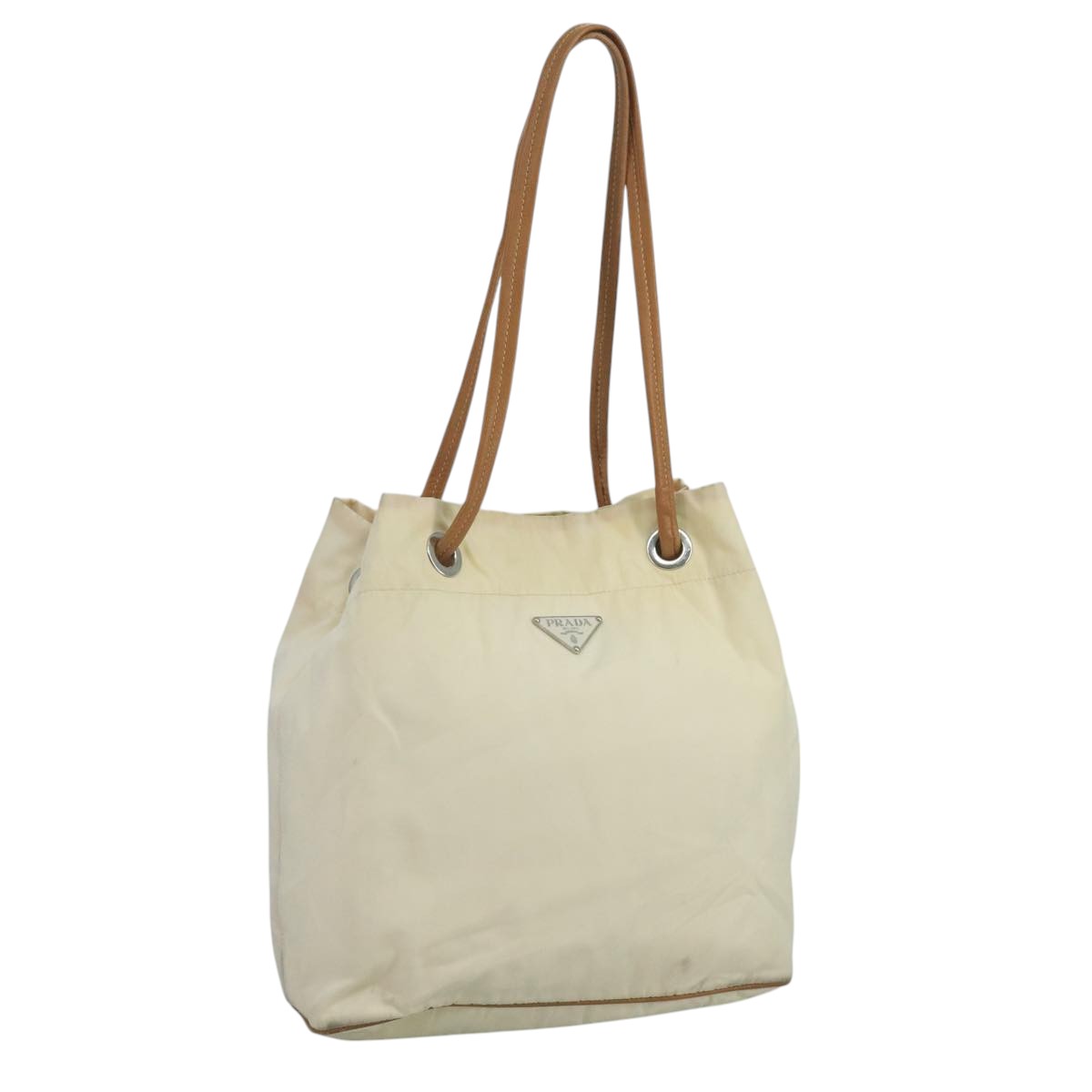 PRADA Shoulder Bag Nylon White Auth 109902