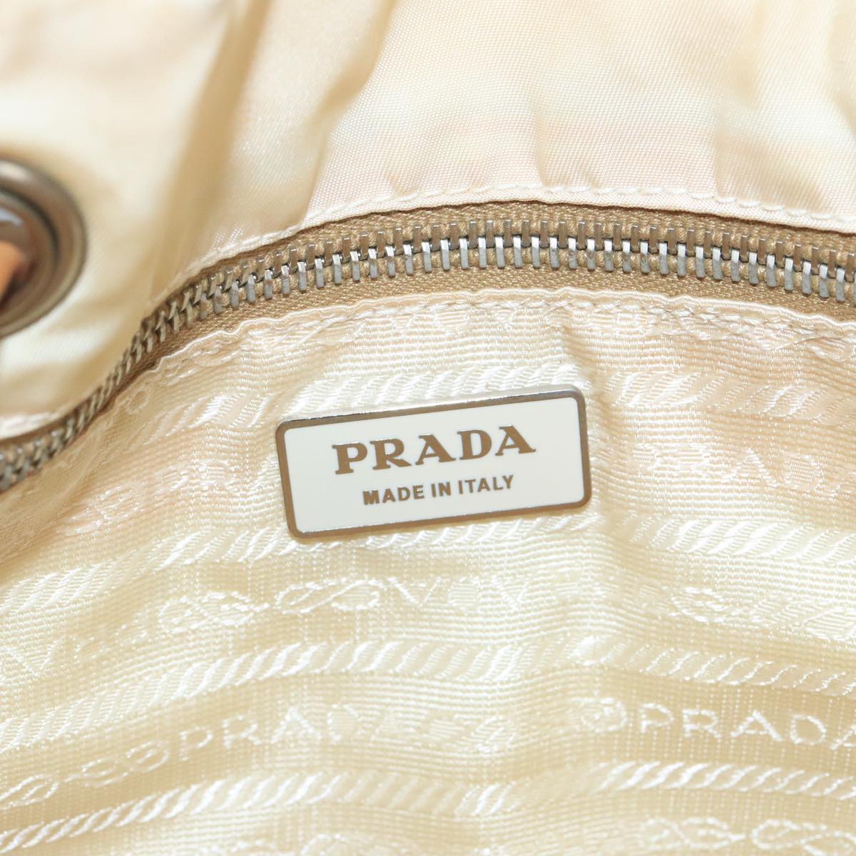 PRADA Shoulder Bag Nylon White Auth 109902
