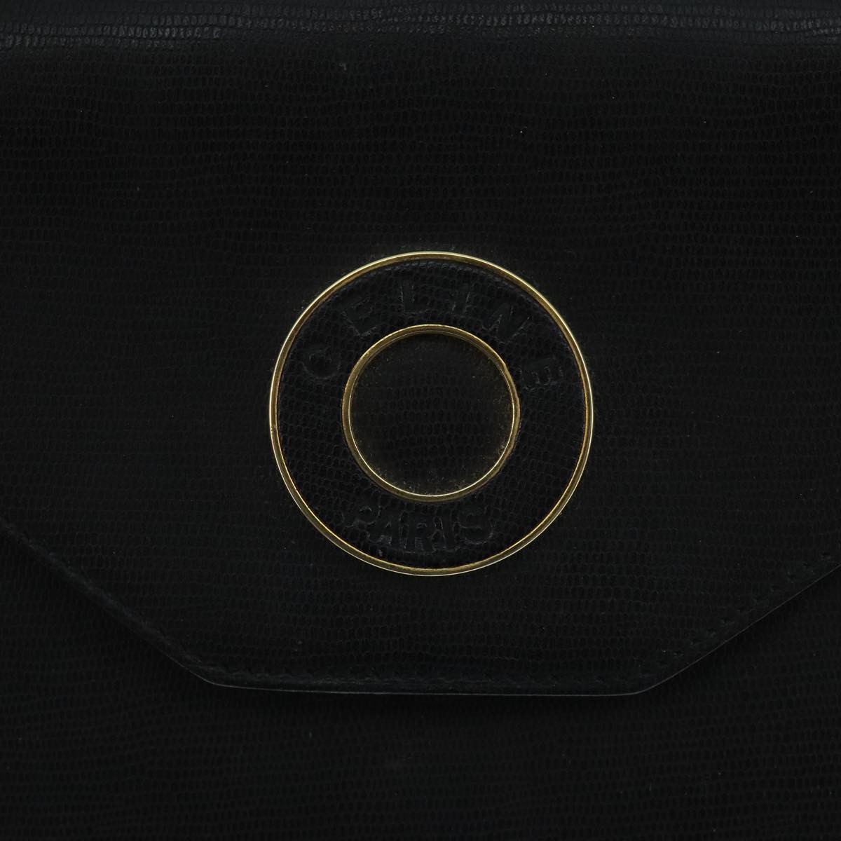 CELINE Shoulder Bag Leather Black Gold Auth 109904
