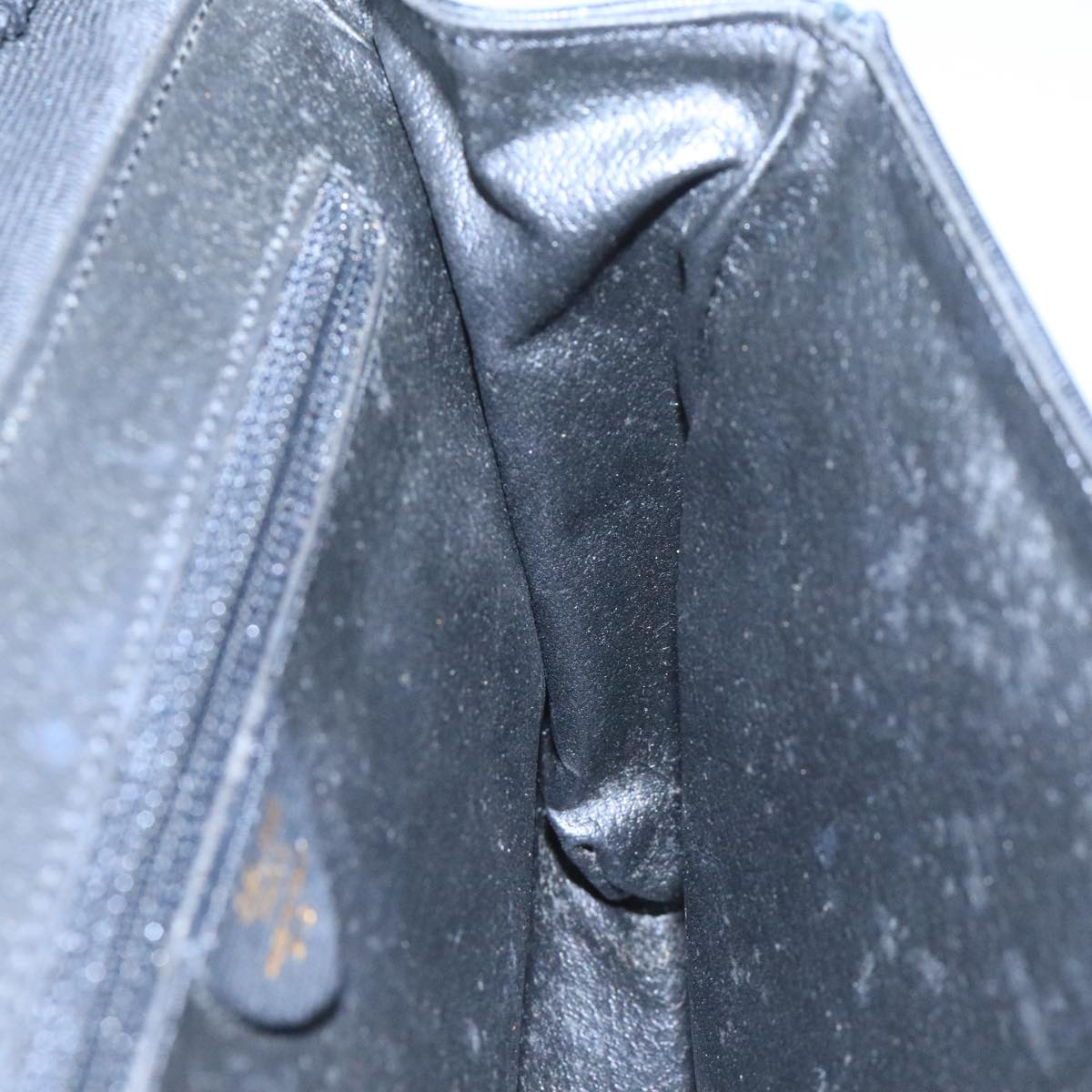 CELINE Shoulder Bag Leather Black Gold Auth 109904