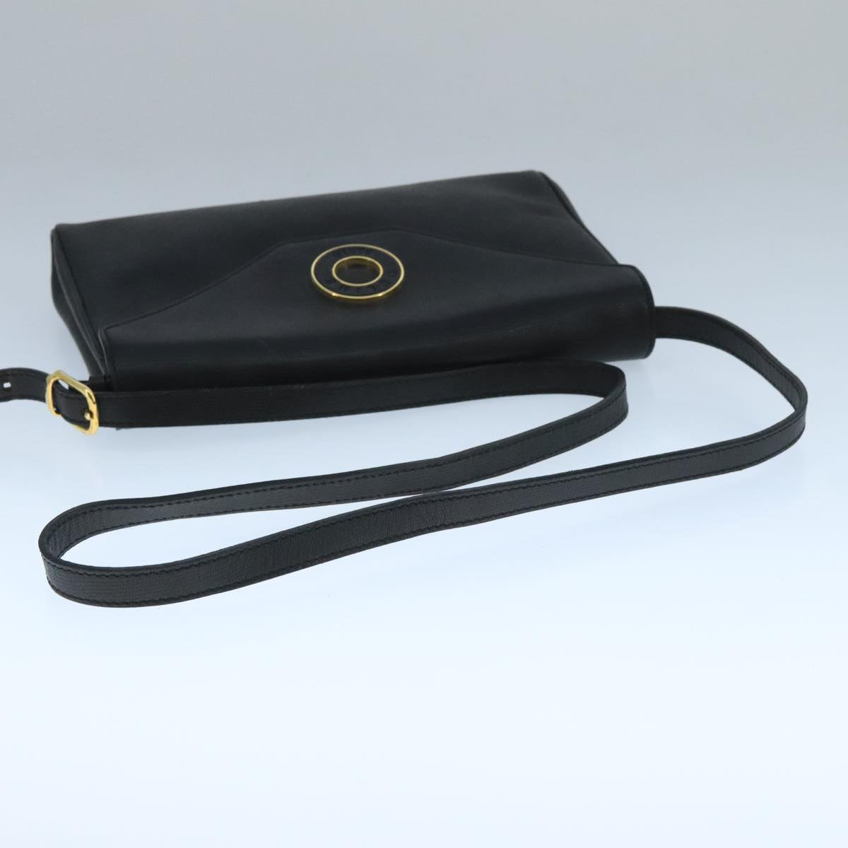 CELINE Shoulder Bag Leather Black Gold Auth 109904