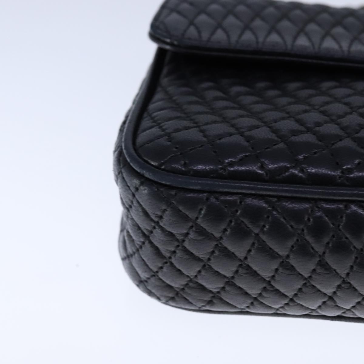 BALLY Chain Shoulder Bag Leather Black Gold Auth 109917