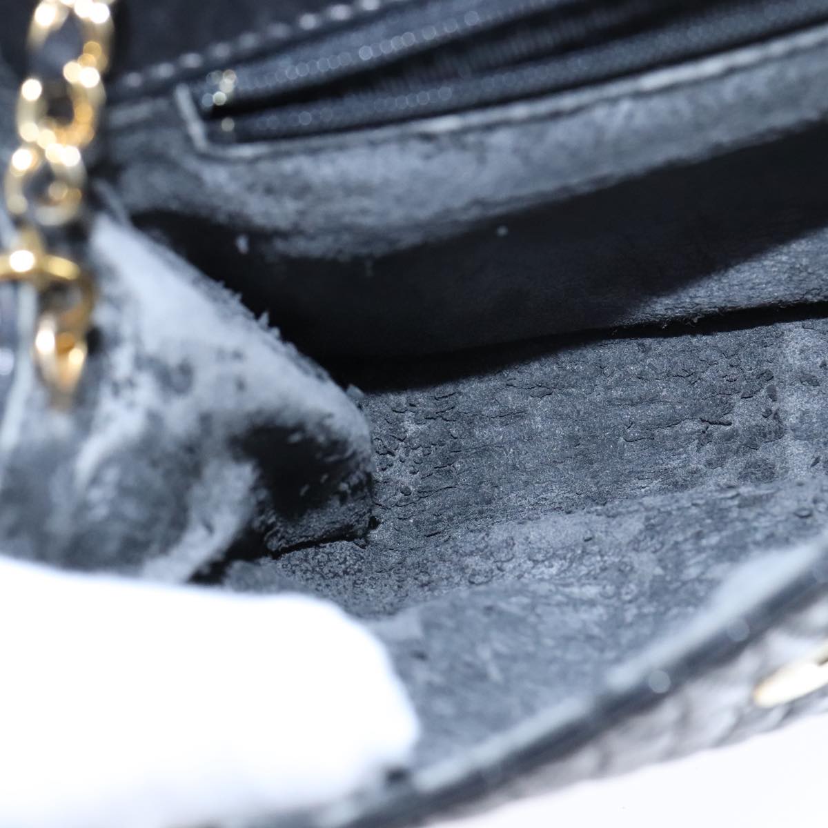 BALLY Chain Shoulder Bag Leather Black Gold Auth 109917