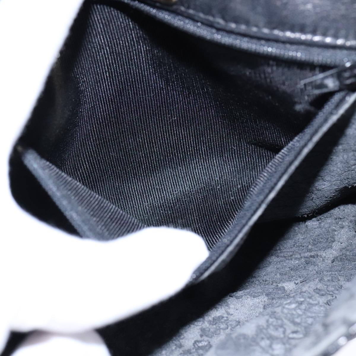 BALLY Chain Shoulder Bag Leather Black Gold Auth 109917