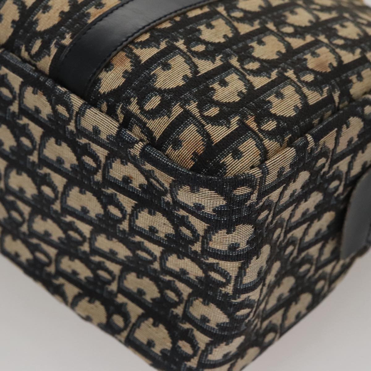 Christian Dior Trotter Canvas Hand Bag Navy Gold Auth 109925
